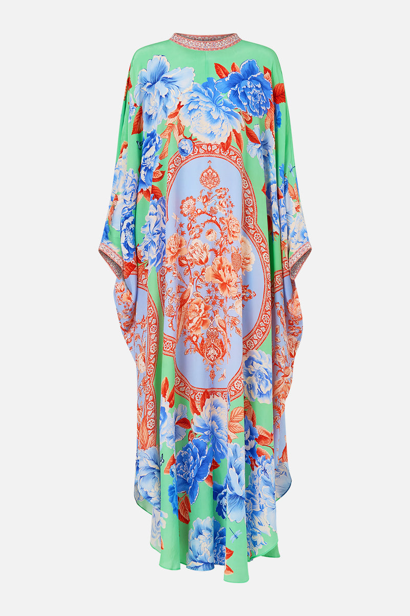 HIGH COLLAR KAFTAN WITH TIE TEA WITH TUSCHINSKI