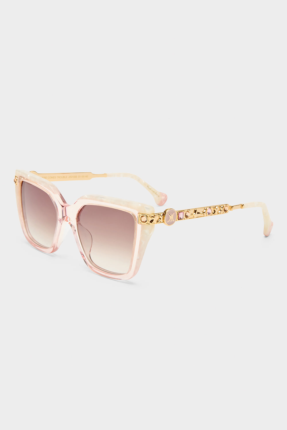 CAMILLA Here Comes Trouble Sunglasses in Crystal Rosewater / Ivory Marble print