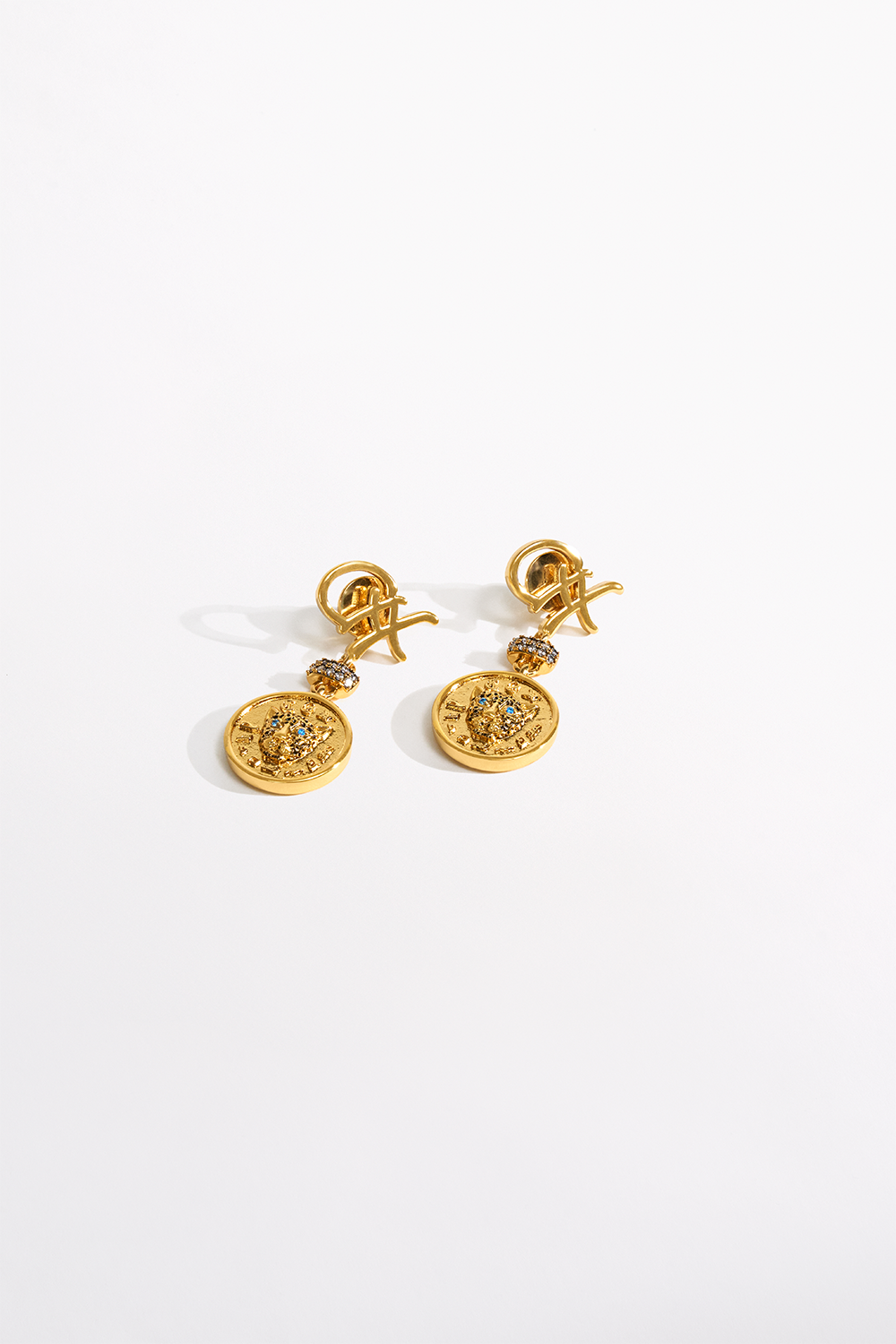 CAMILLA Fierce Folklore Coin Earrings in Gold print
