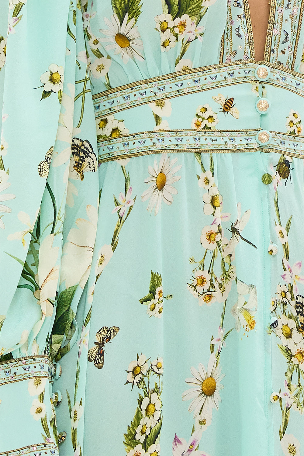 The CAMILLA Long Button Front Dress in our Floral Freefall print.