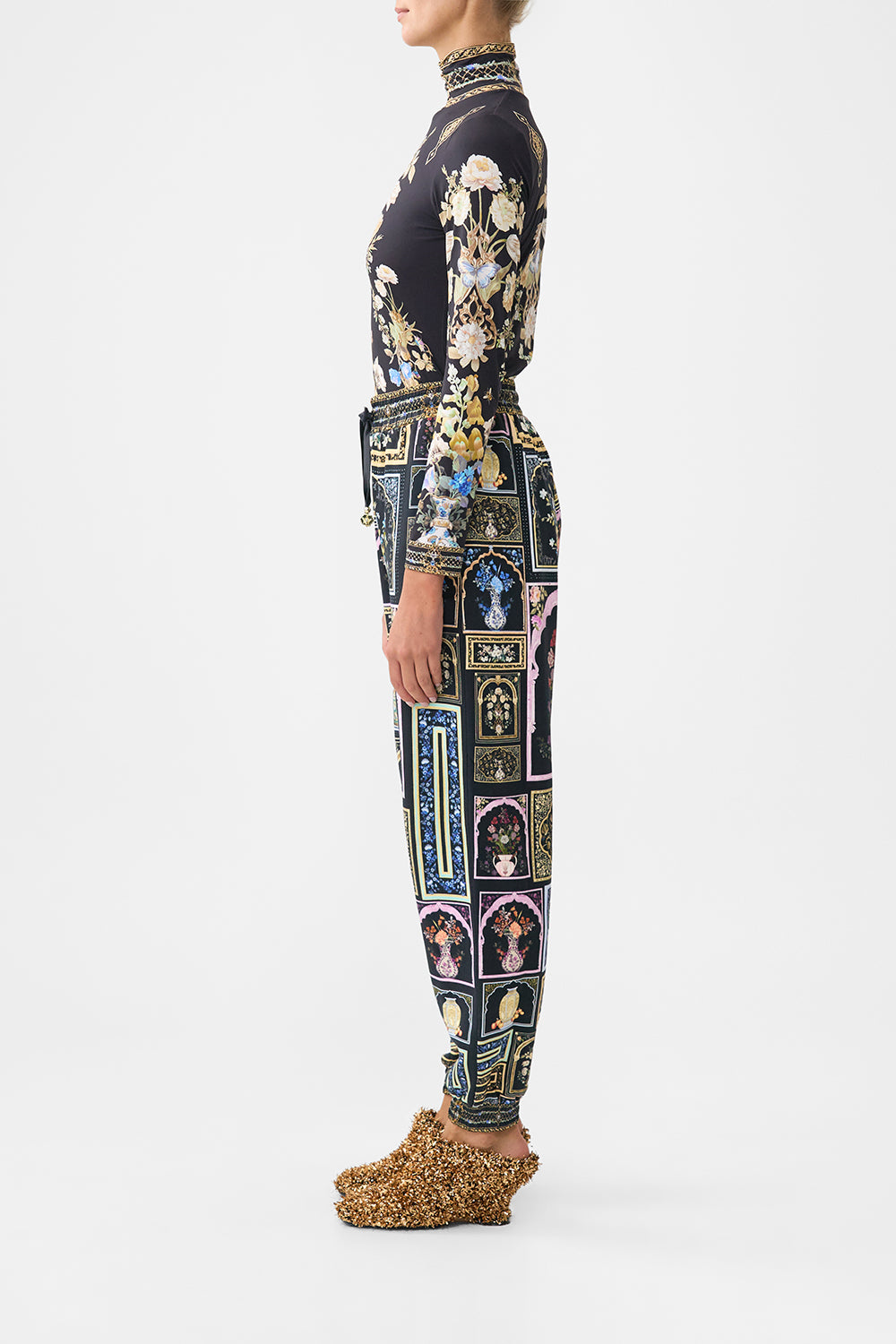 JERSEY TRACK PANT WITH SILK DETAILS OTTOMAN ELEGANCE