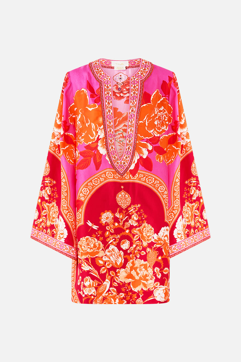 V NECK KAFTAN WITH FRONT WELT POCKETS TILES OF TÜRKIYE