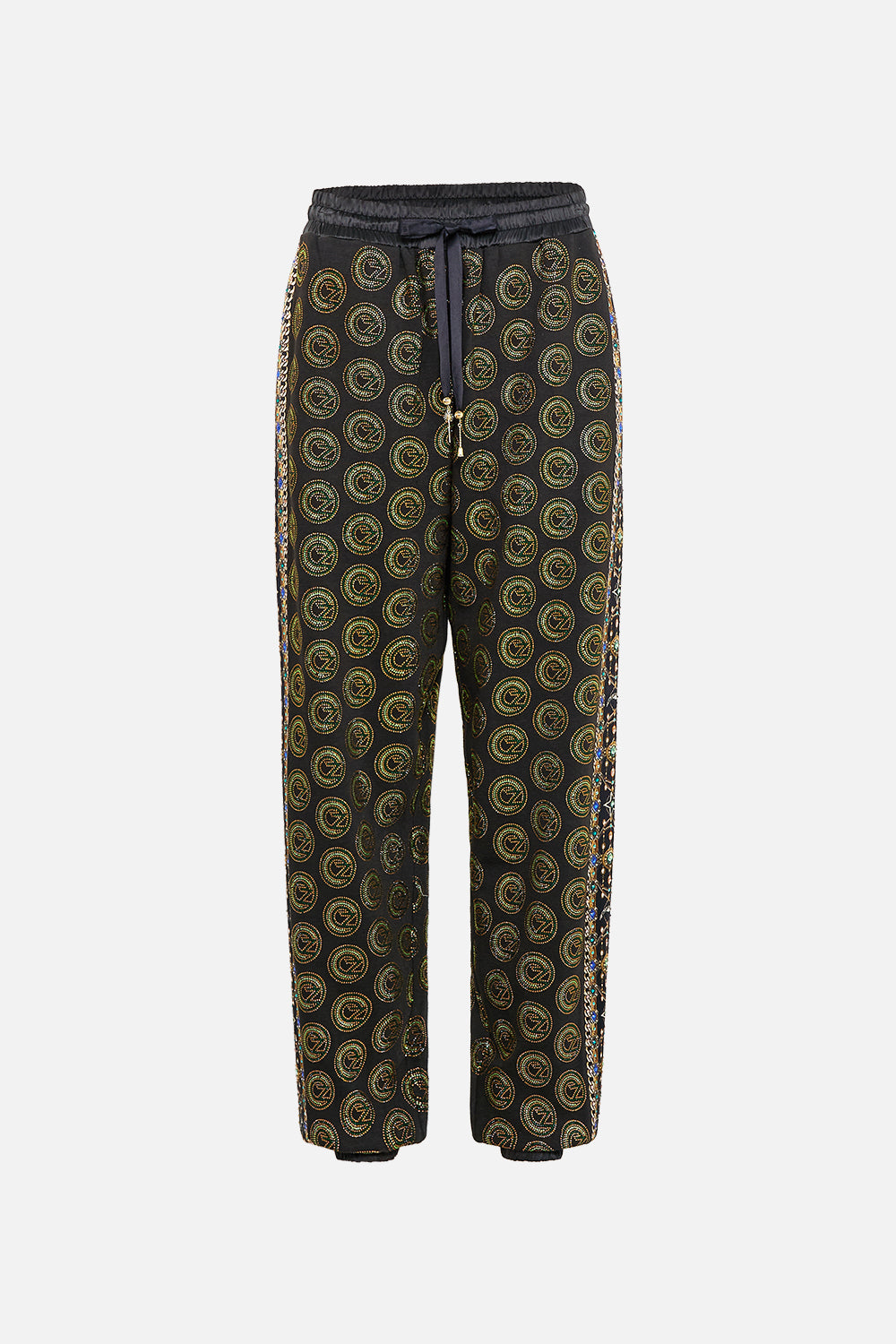 CAMILLA Green/Black Jersey Track Pant with Side Panels in Defy Gravity Print
