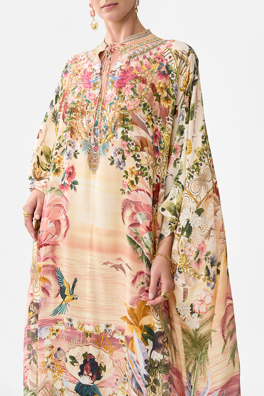 NECK TIE MAXI KAFTAN WELCOME TO THE WHITE LOTUS