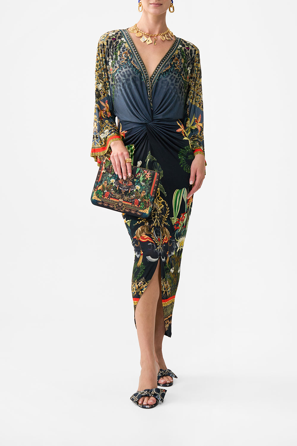 LONG SPLIT FRONT TWIST DRESS READY FOR MY WELCOME DRINK