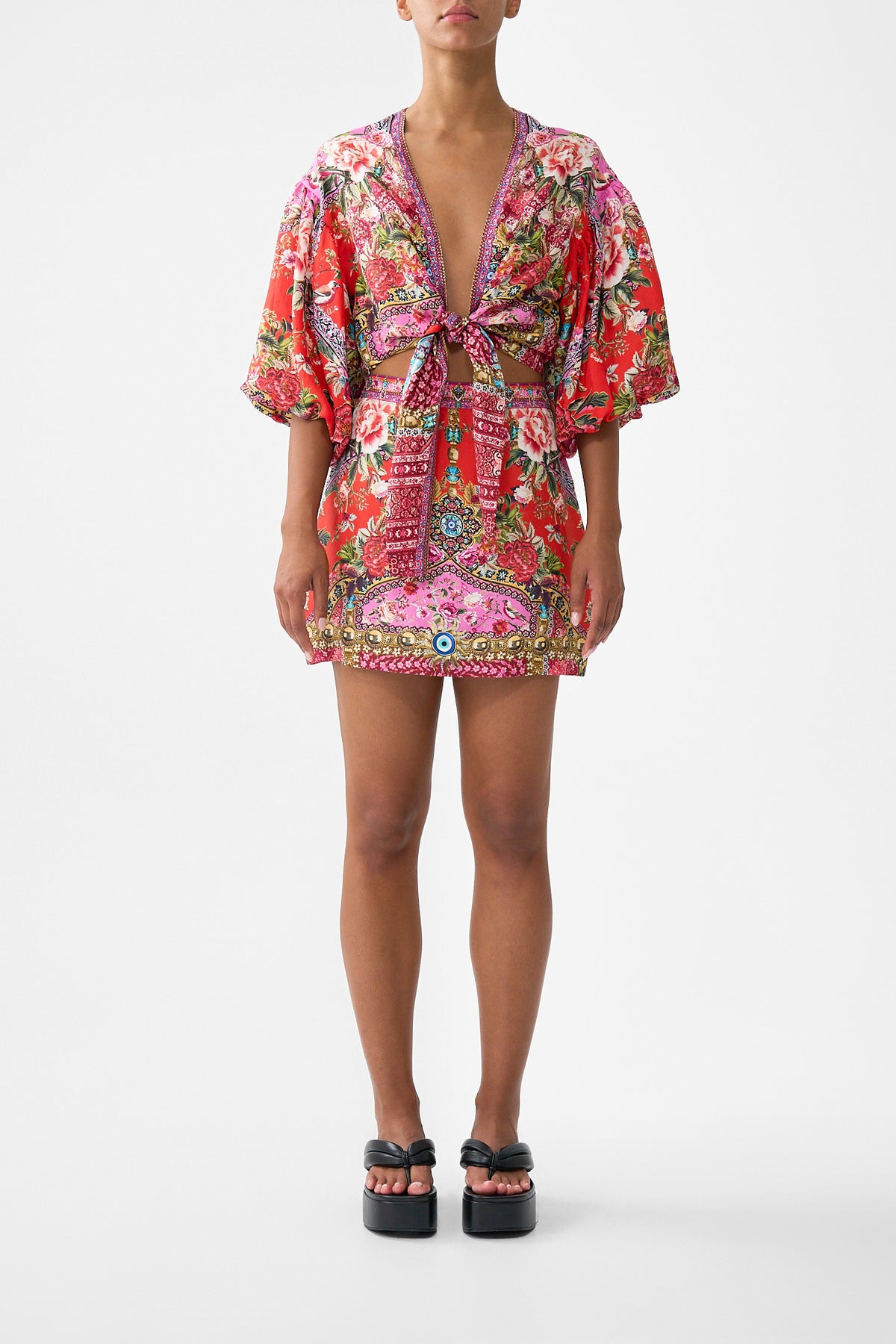 TIE FRONT PUFF SLEEVE TOP HEIRLOOM EMPIRE