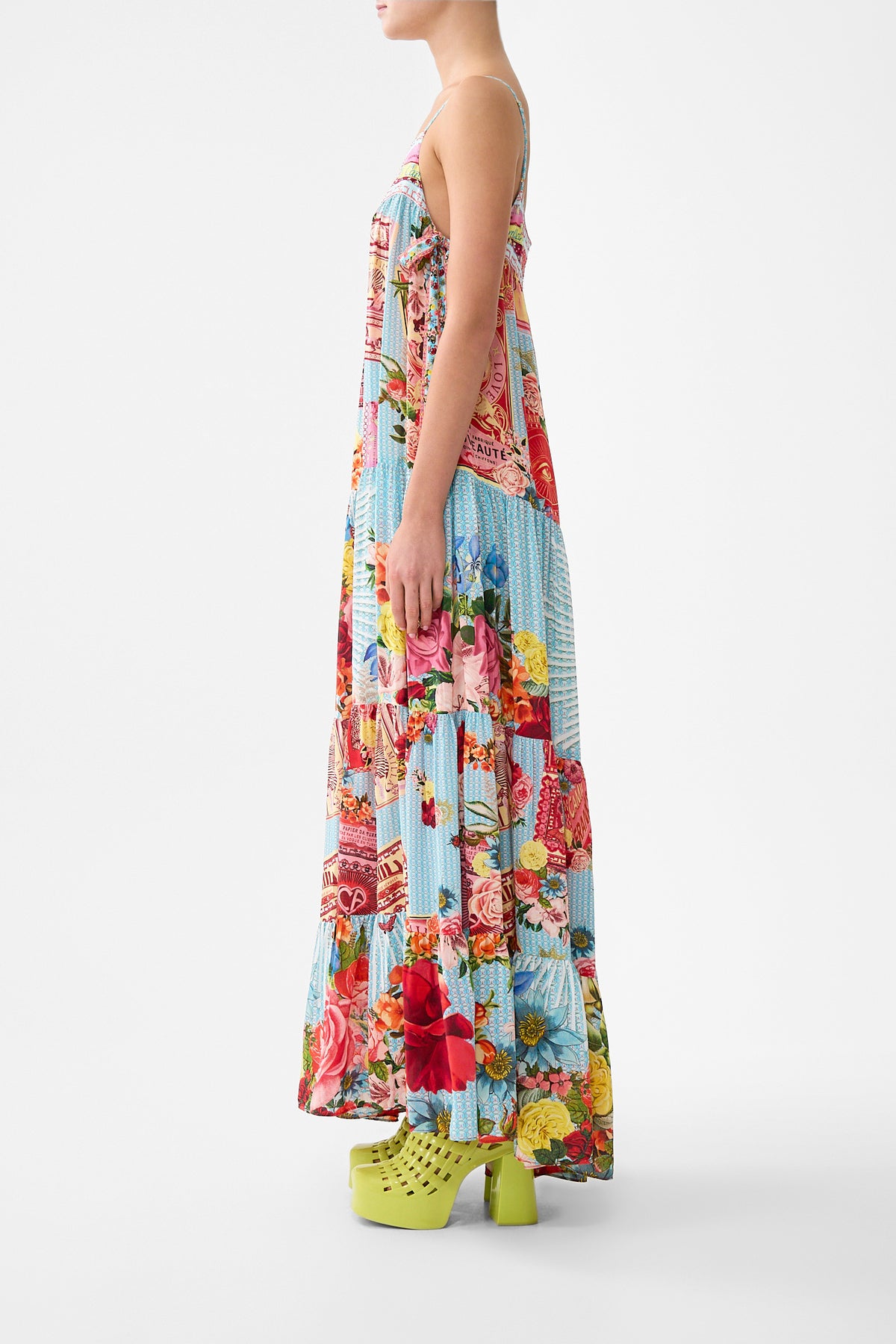 LONG TIERED DRESS WITH BOW TIES PAPERS AND CURIOUS CAPERS