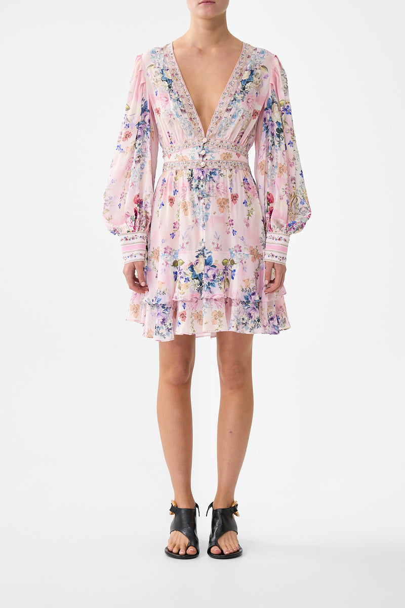 KIDS TEE MINI DRESS WITH ANGLAISE SLEEVE PALATIAL PASTELS