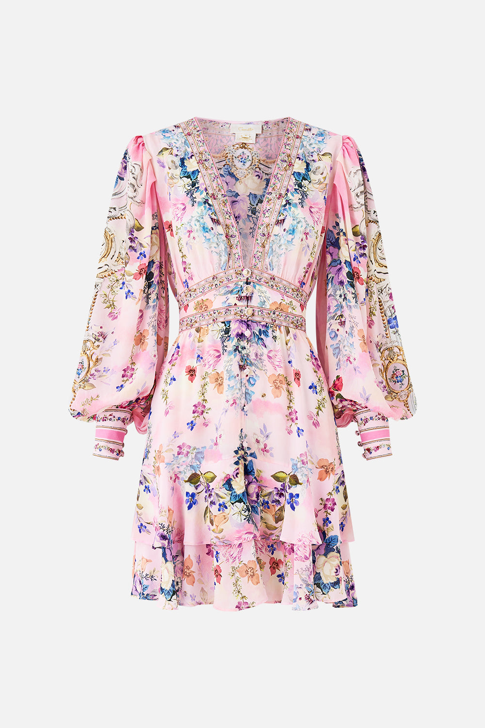 BUTTON FRONT FRILL DRESS PALATIAL PASTELS