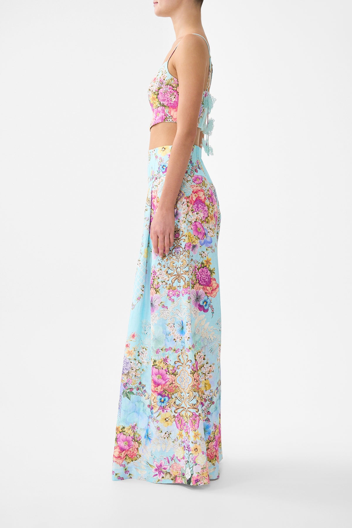 CORSET WAIST WIDE LEG PANT BAZAAR BLOOMS