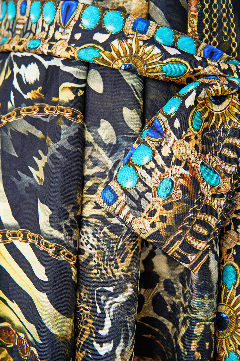 ONE SHOULDER DRESS WITH BLOUSON SLEEVE FELINE FOLKLORE