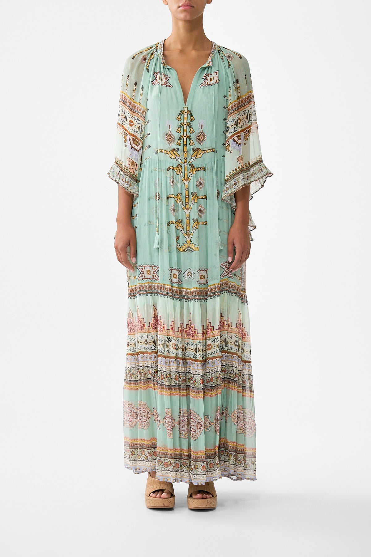 WIDE SLEEVE GATHERED DRESS LEGEND HAS IT