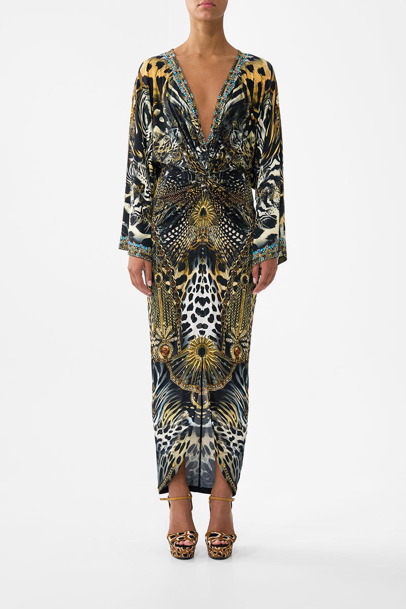 A-line Gather Panel Dress Feline Folklore