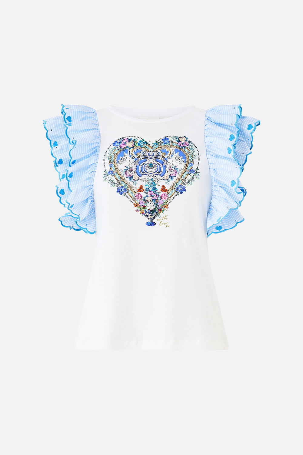 DOUBLE FRILL SLEEVE TEE OTTOMAN OPULENCE