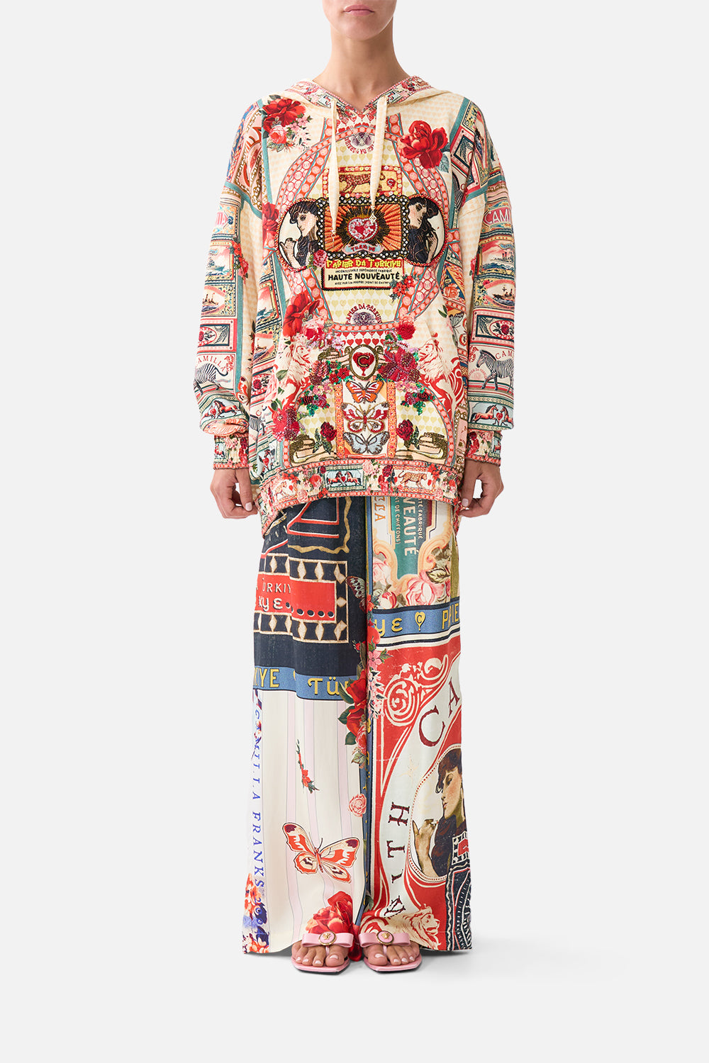 SILK HEM BAND BOYFRIEND HOODIE - MULTI HIGH CLASS HOOKAH