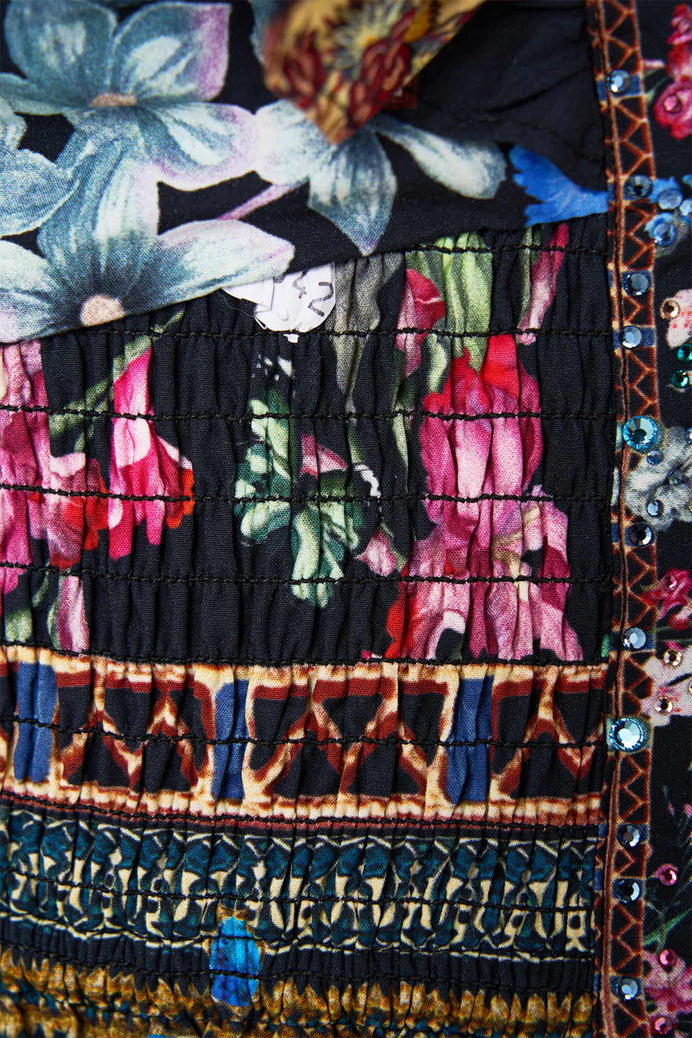 DEEP V FRILL SHORT SLEEVE TOP MIDNIGHT IN MONSERRATE