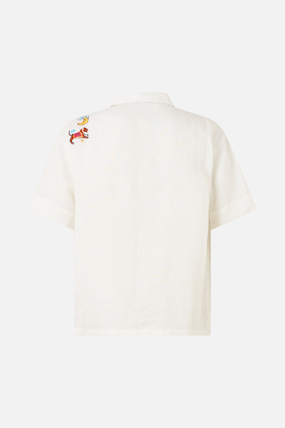 EMBROIDERED SHORT SLEEVE PLEATED CUBAN SHIRT KAPADOKYA KITSCH