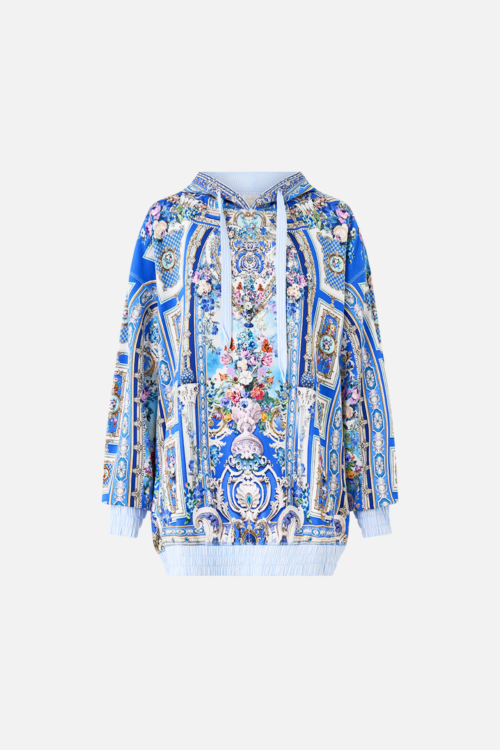 CONTRAST BAND OVERSIZED HOODIE WITH POCKETS OTTOMAN OPULENCE