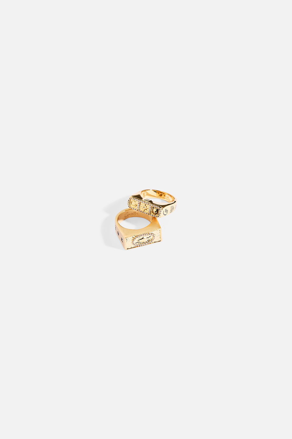 CAMILLA Gypset Glitterati Bar Ring Set in Gold print