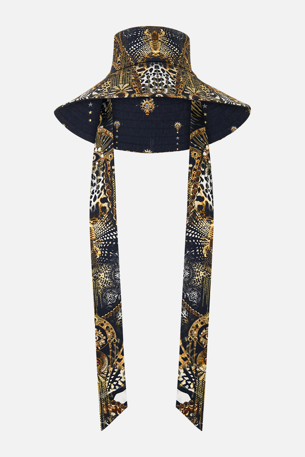 WIDE BRIM BUCKET HAT WITH TIE FELINE FOLKLORE