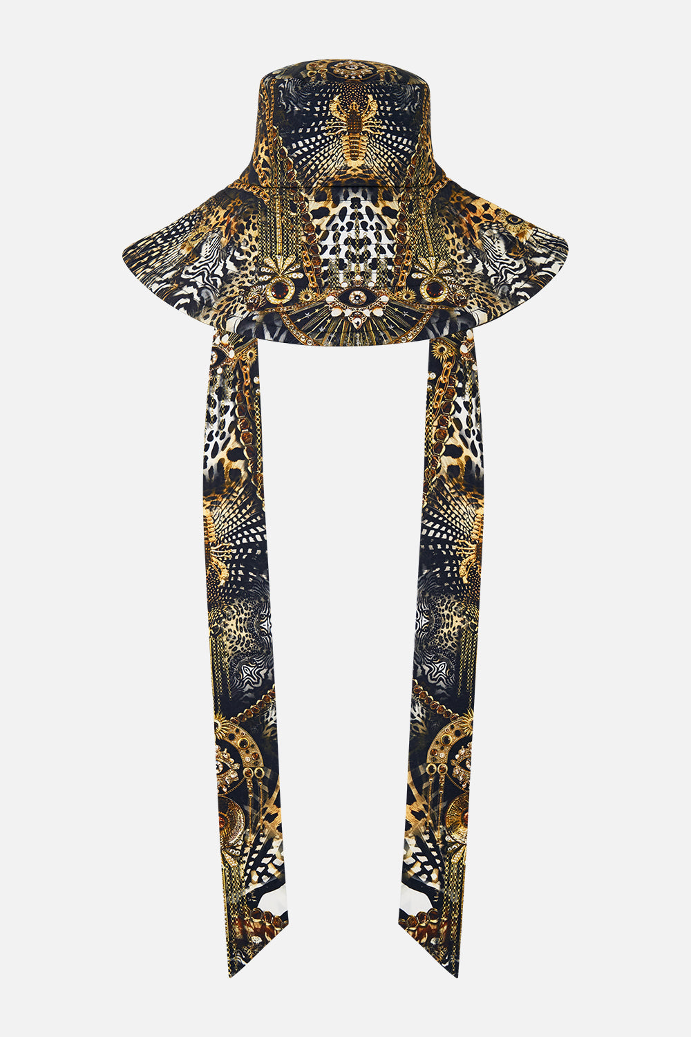 WIDE BRIM BUCKET HAT WITH TIE FELINE FOLKLORE