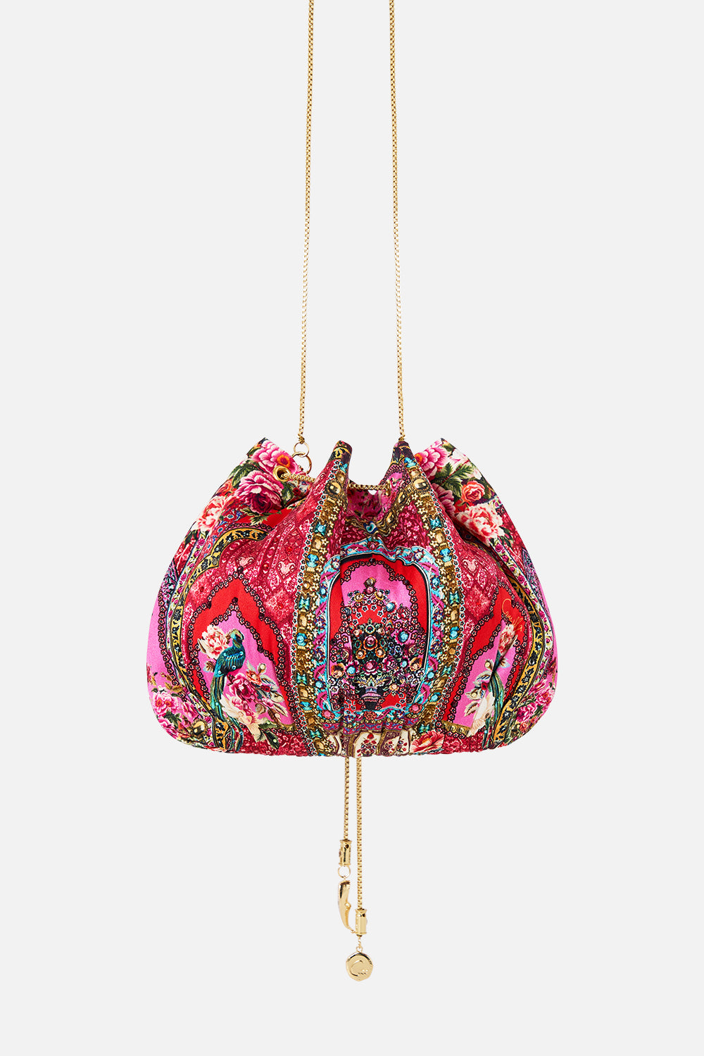 DRAWSTRING POUCH BAG WITH CHAIN STRAP HEIRLOOM EMPIRE