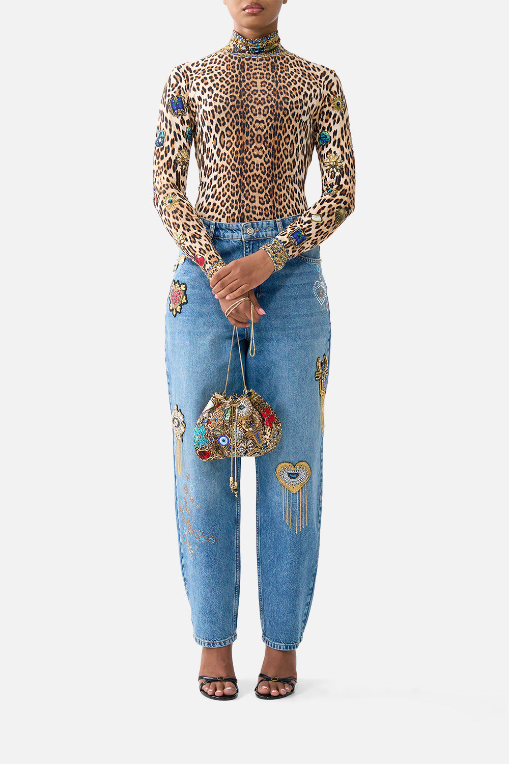 DRAWSTRING POUCH BAG WITH CHAIN STRAP NAZAR NIRVANA