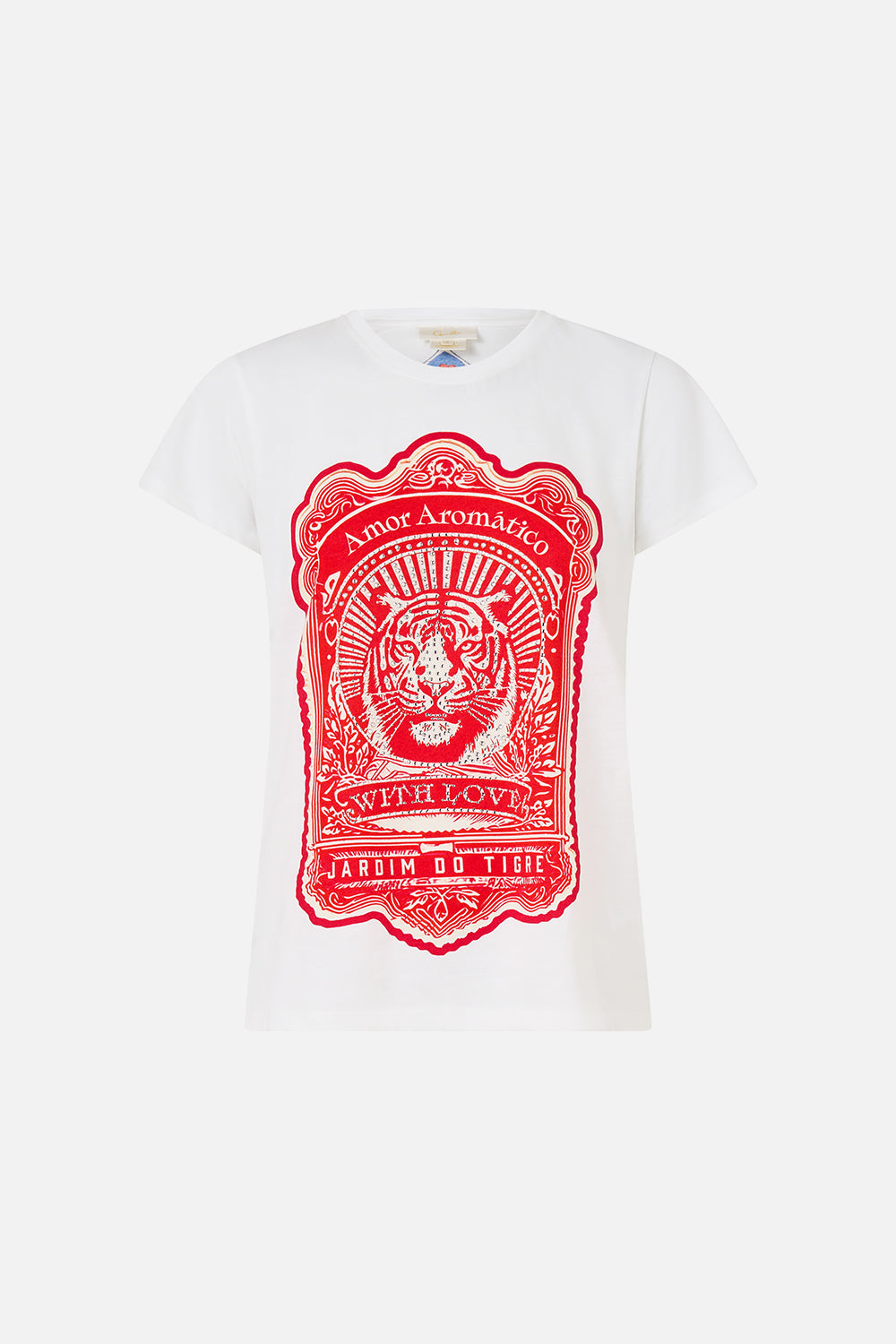 The CAMILLA Slim Fit Round Neck T-Shirt in our Rinse & Roar print.