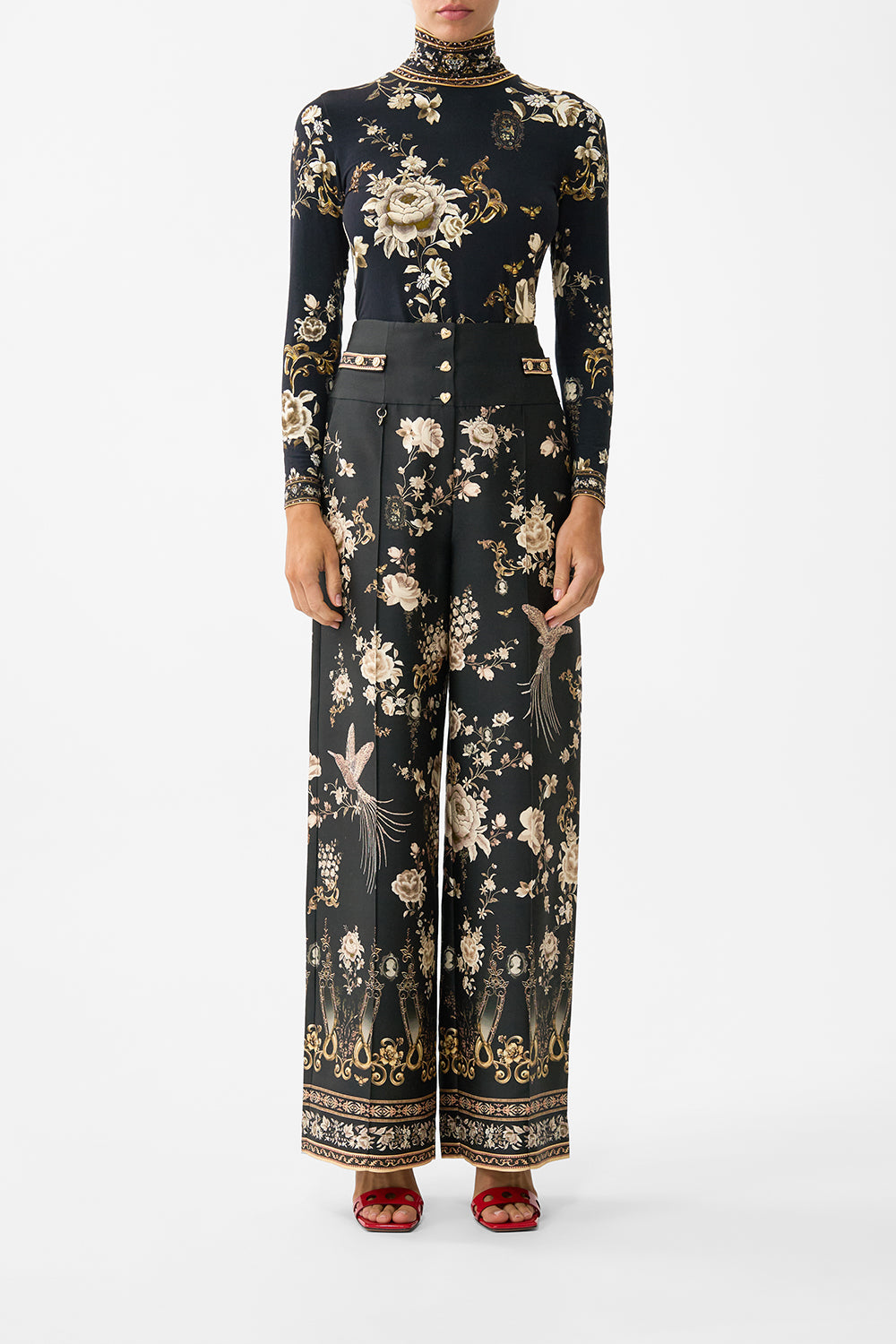 TAILORED PANT WITH WAIST BUTTON DETAIL FLAMENCO FOLKLORE