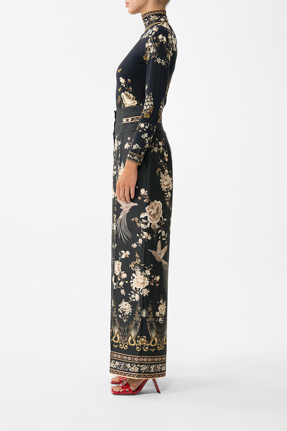 TAILORED PANT WITH WAIST BUTTON DETAIL FLAMENCO FOLKLORE