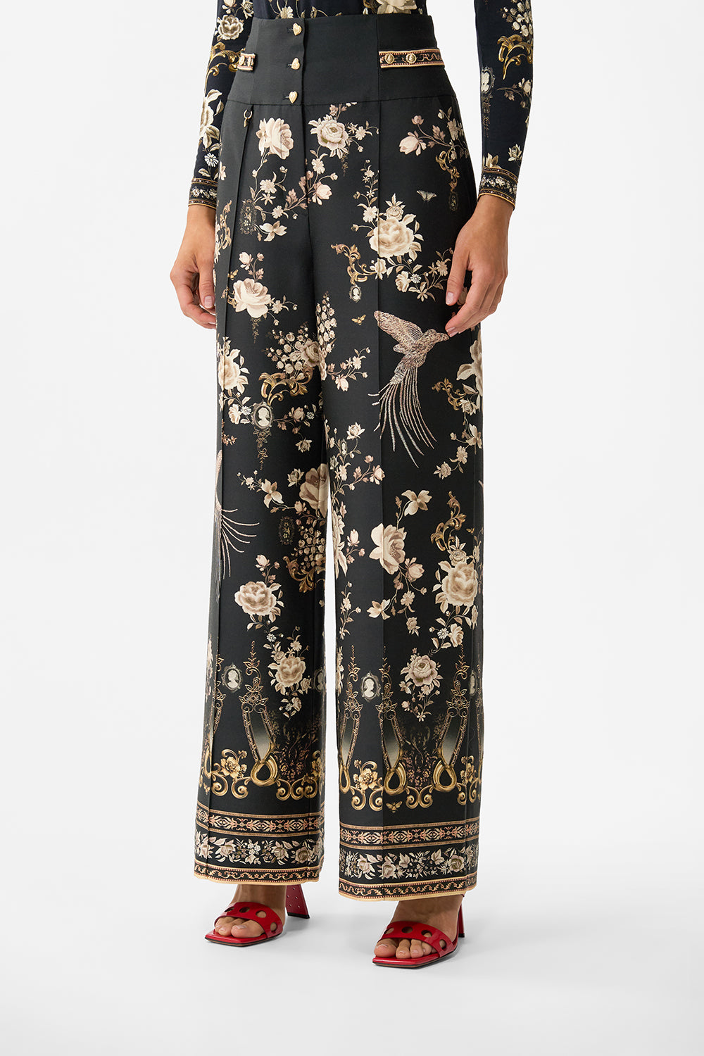 TAILORED PANT WITH WAIST BUTTON DETAIL FLAMENCO FOLKLORE