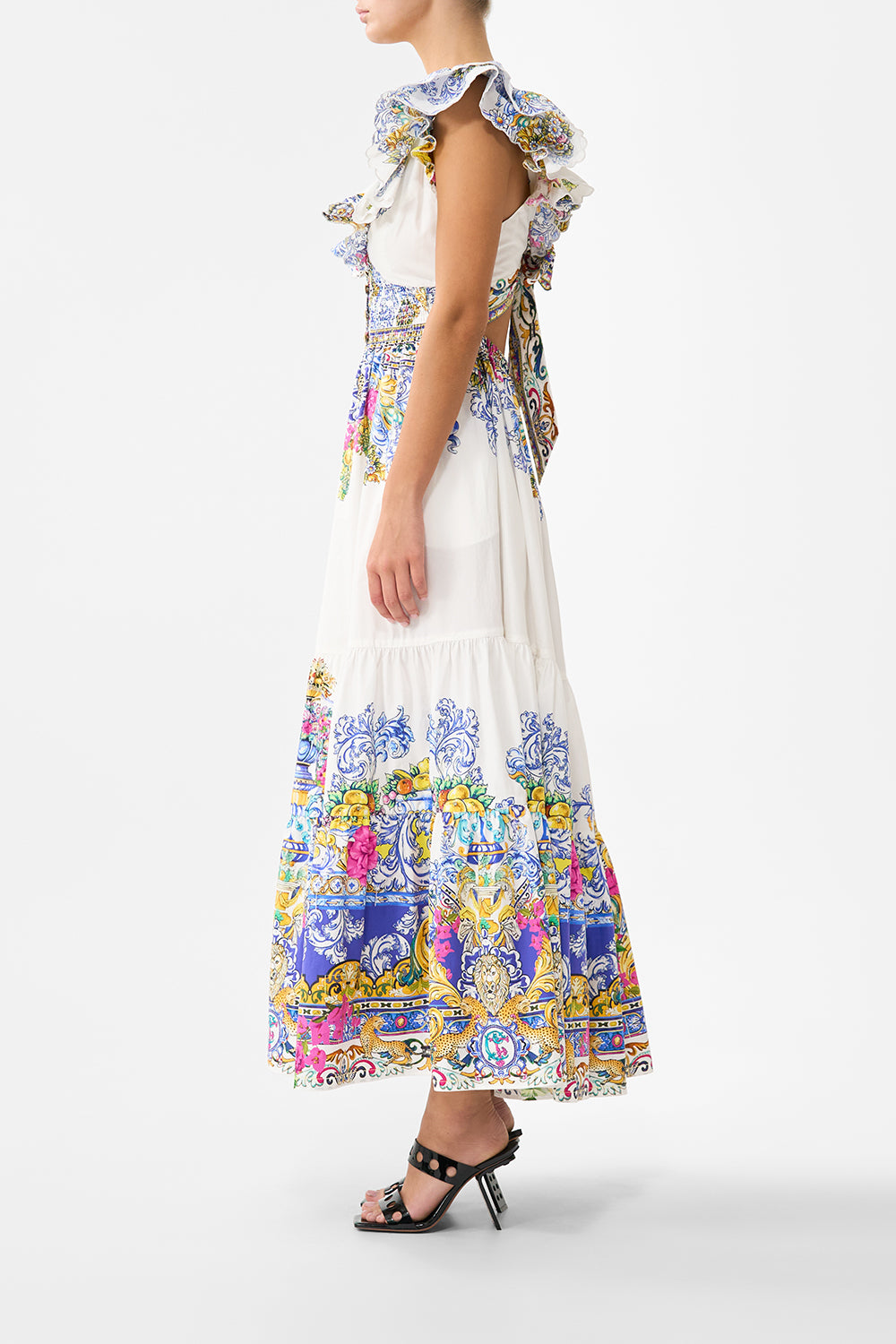 TIERED DRESS WITH NECK FRILL MILLA IN SEVILLA