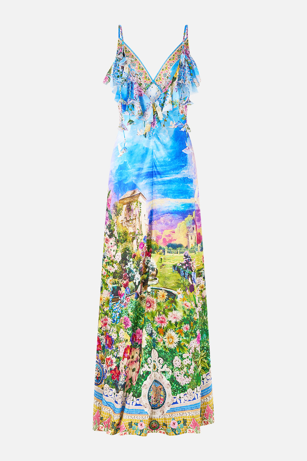 V NECK BIAS SLIP DRESS WITH BACK FRILL NAVÀS NOUVEAU