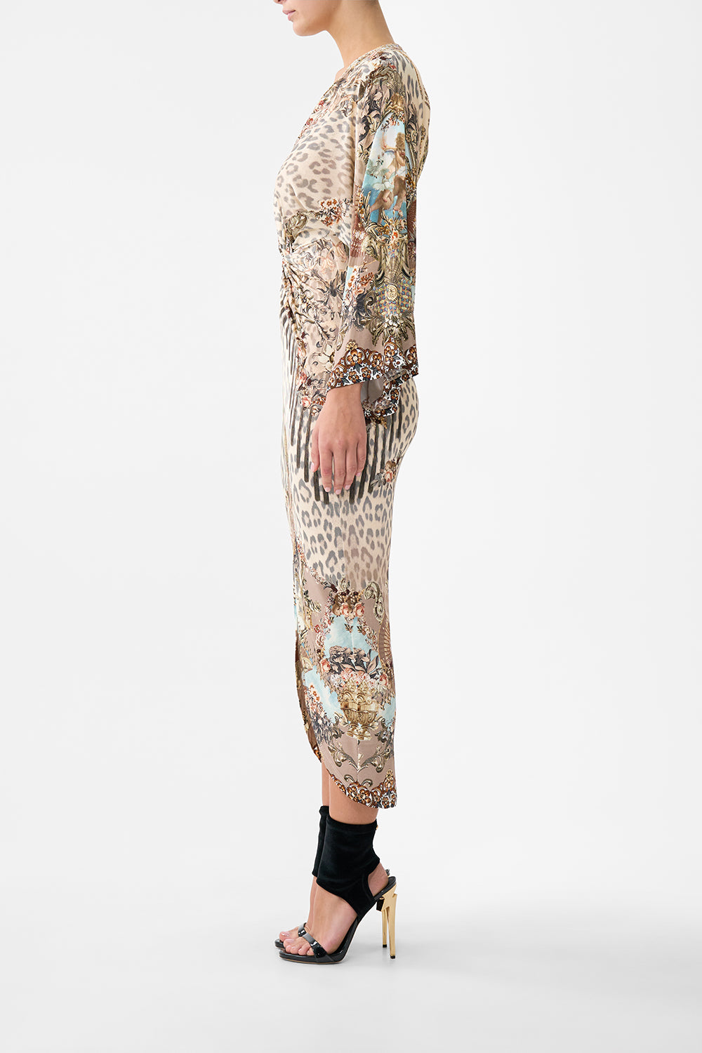 LONG SPLIT FRONT TWIST DRESS ARANJUEZ ANIMALIA