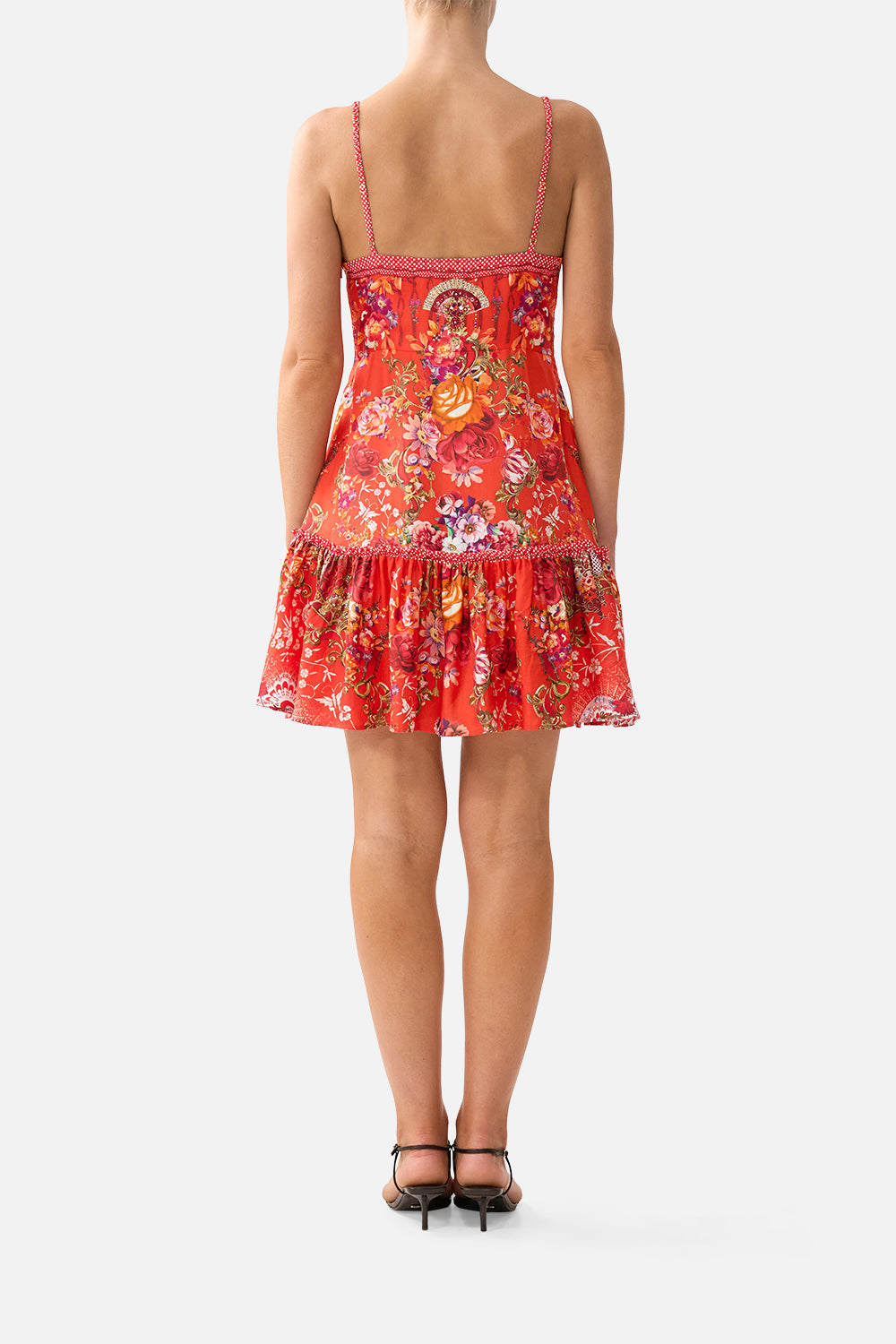 TIE FRONT SHORT DRESS WITH HEM RUFFLE OLÉ OLÉ