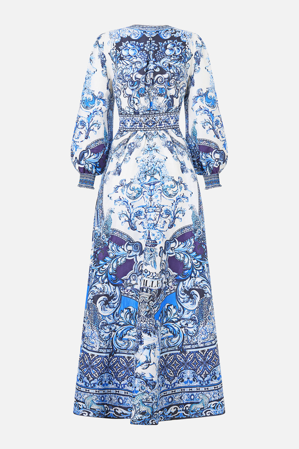 BUTTON DRESS WITH SHAPED WAISTBAND A TILED WONDERLAND