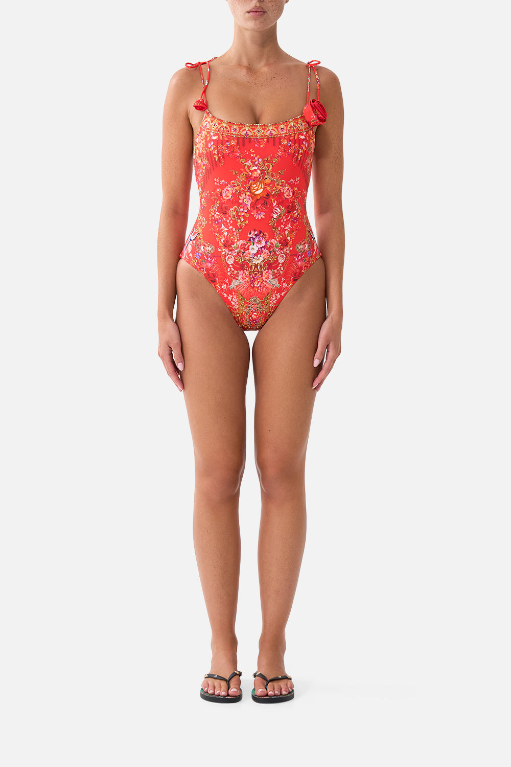 STRAIGHT NECK ONE PIECE WITH ROSETTE DETAIL OLÉ OLÉ