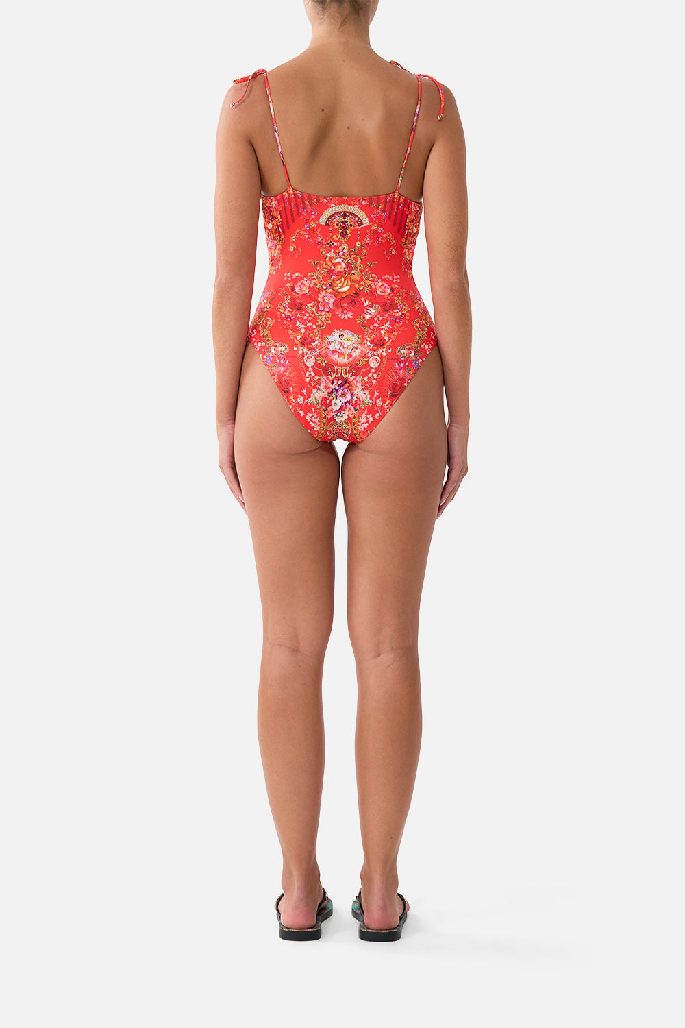 STRAIGHT NECK ONE PIECE WITH ROSETTE DETAIL OLÉ OLÉ