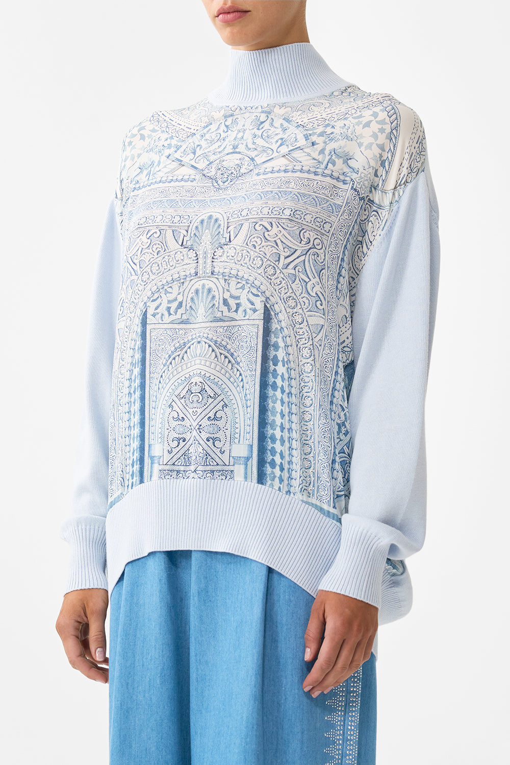 SILK FRONT TURTLE NECK KNIT THE HUM OF THE ALHAMBRA