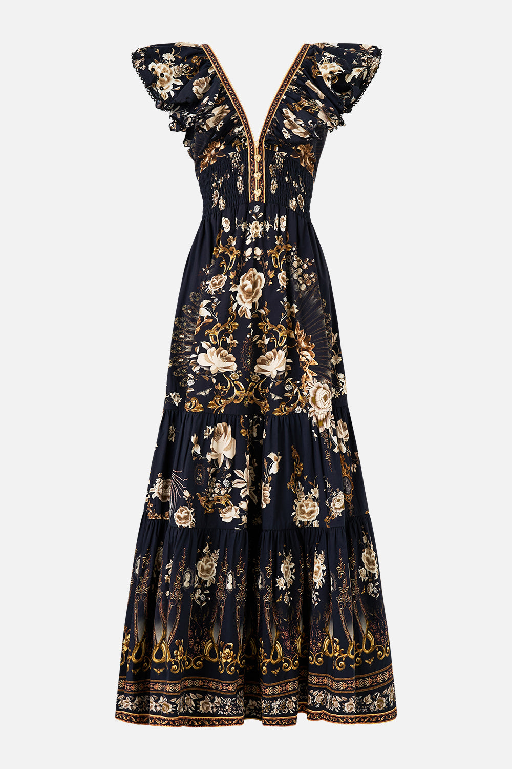 TIERED DRESS WITH NECK FRILL FLAMENCO FOLKLORE