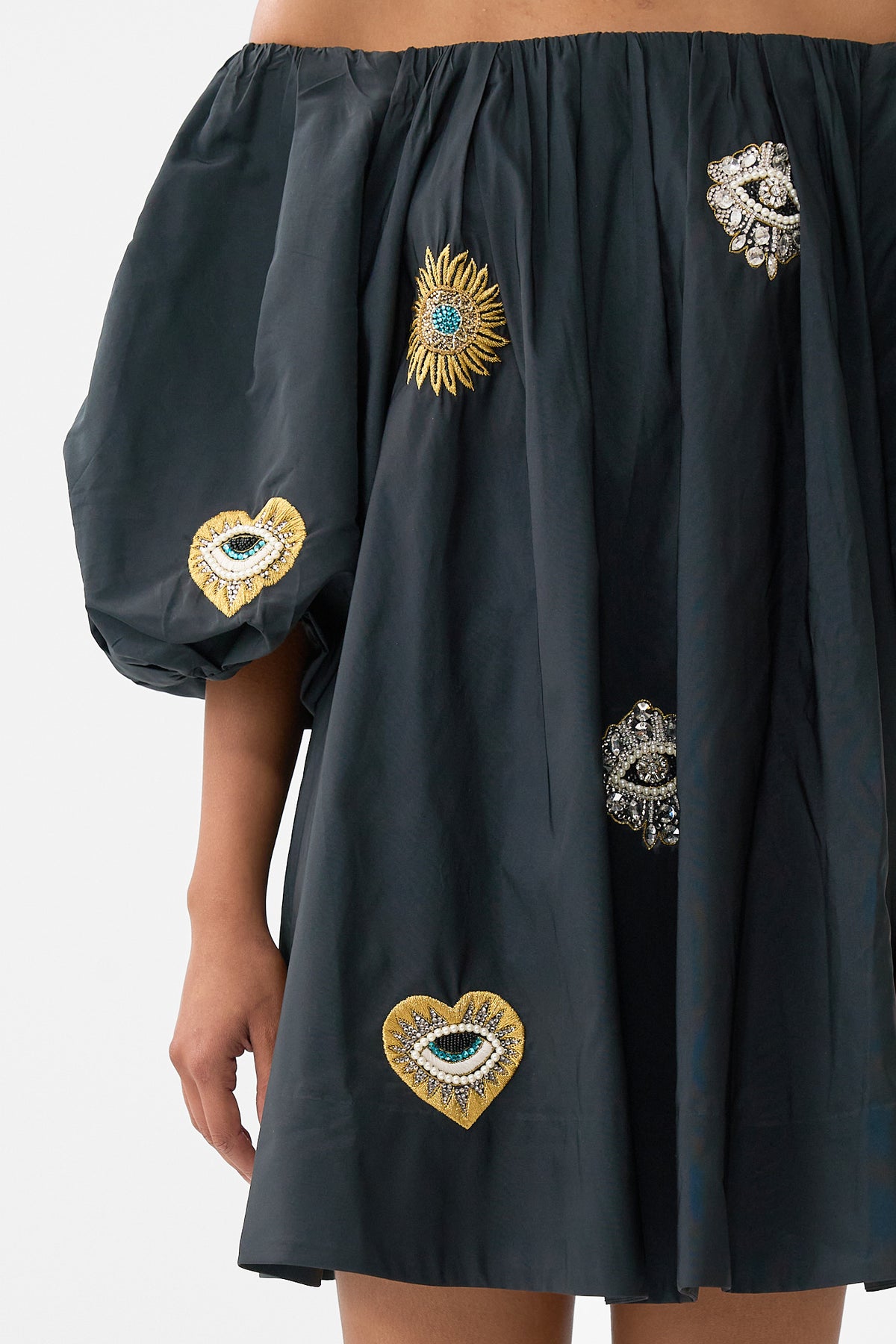 OFF SHOULDER PUFF DRESS AMULETS AND ALCHEMY