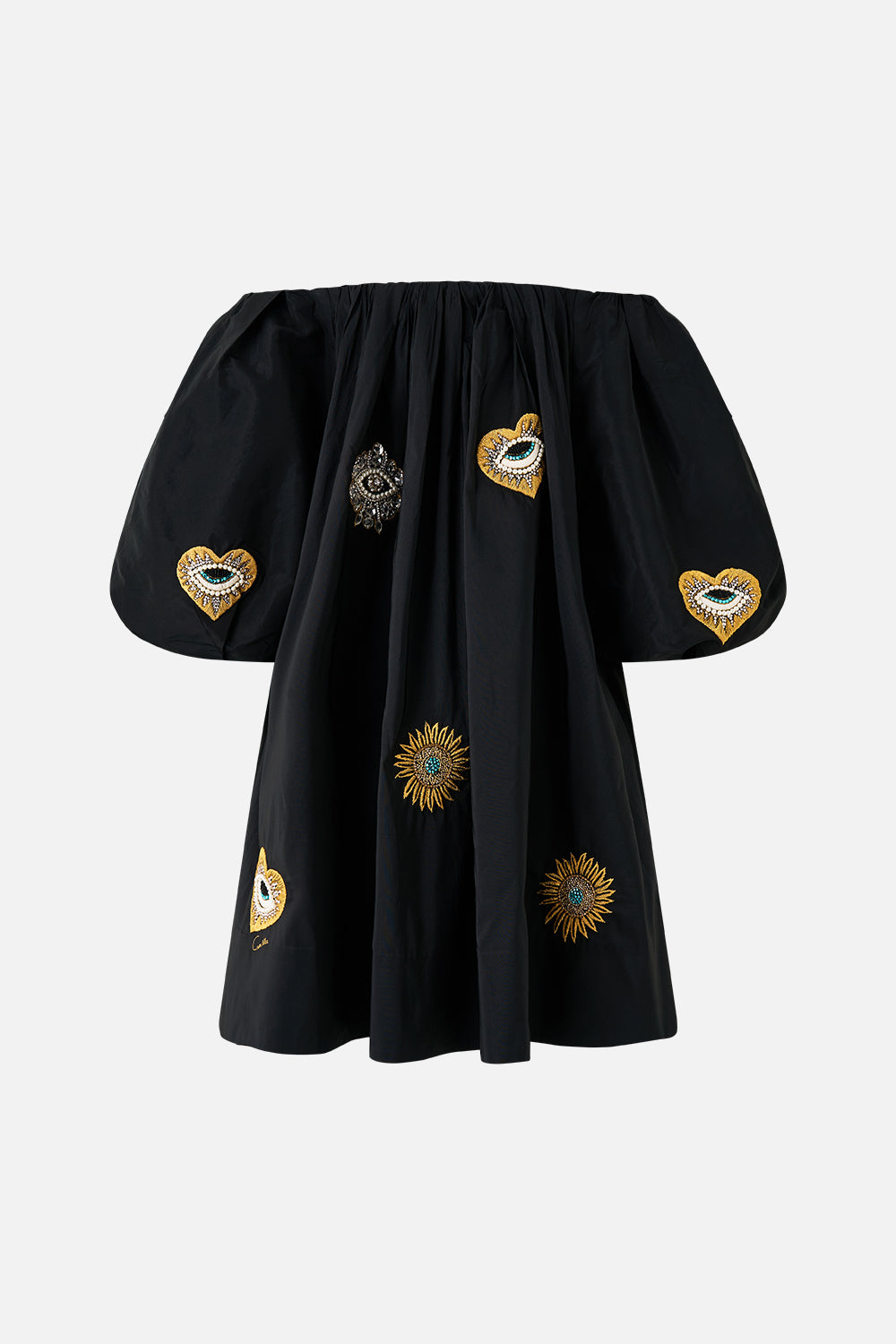 OFF SHOULDER PUFF DRESS AMULETS AND ALCHEMY