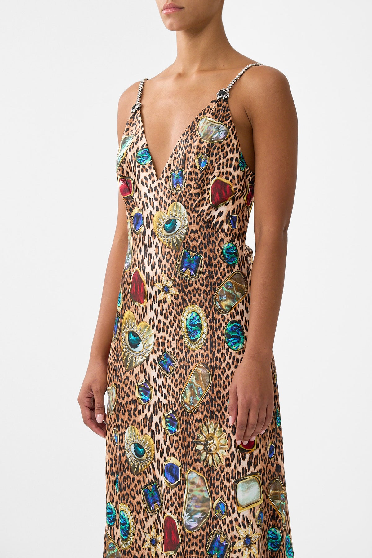 V-NECK FULL LENGTH BIAS SLIP DRESS NAZAR NIRVANA