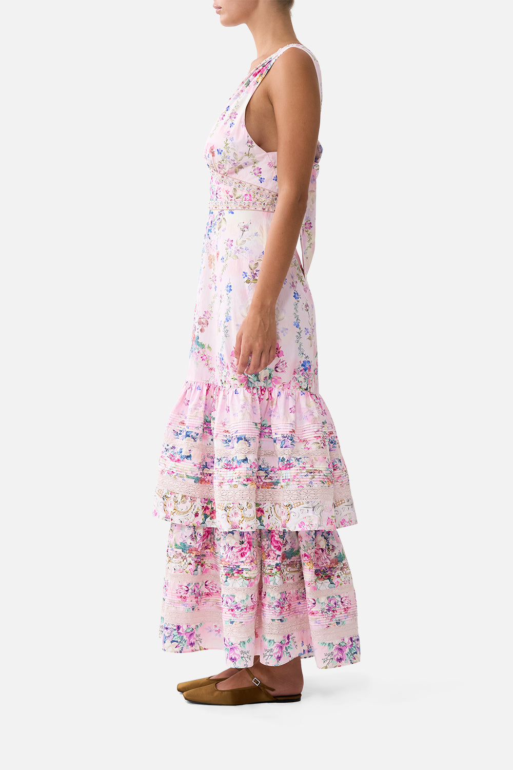 TWO TIERED GATHERED RUFFLE DRESS PALATIAL PASTELS