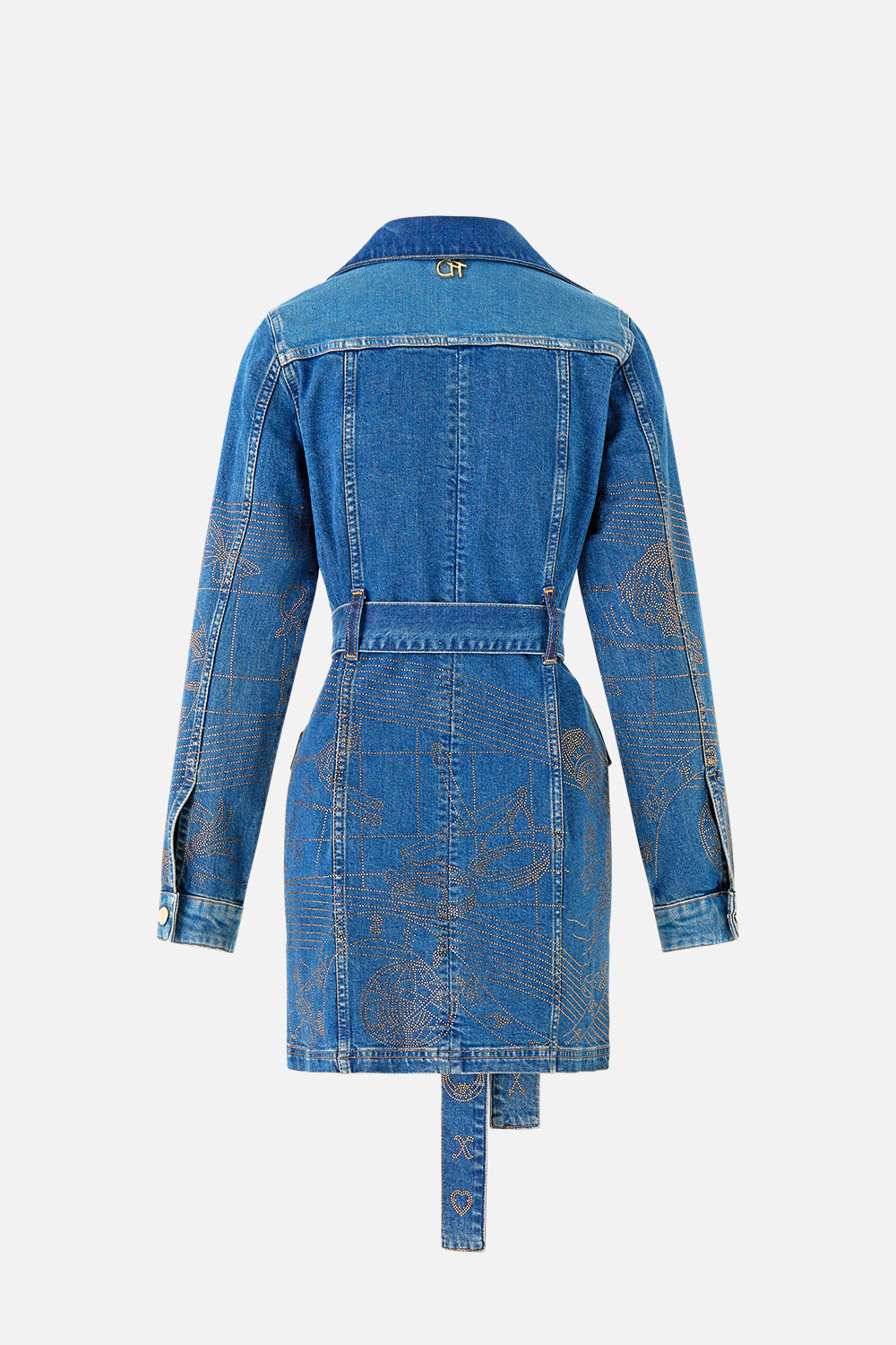 JENNA ZODIAC ZONE BELTED MINI DRESS DENIM