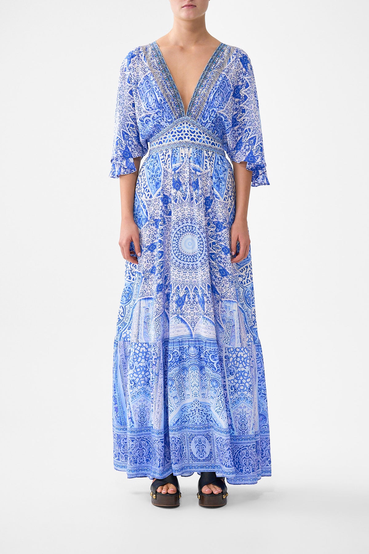 WAISTED DRESS WITH HEM RUFFLE THE BOSPHOROUS