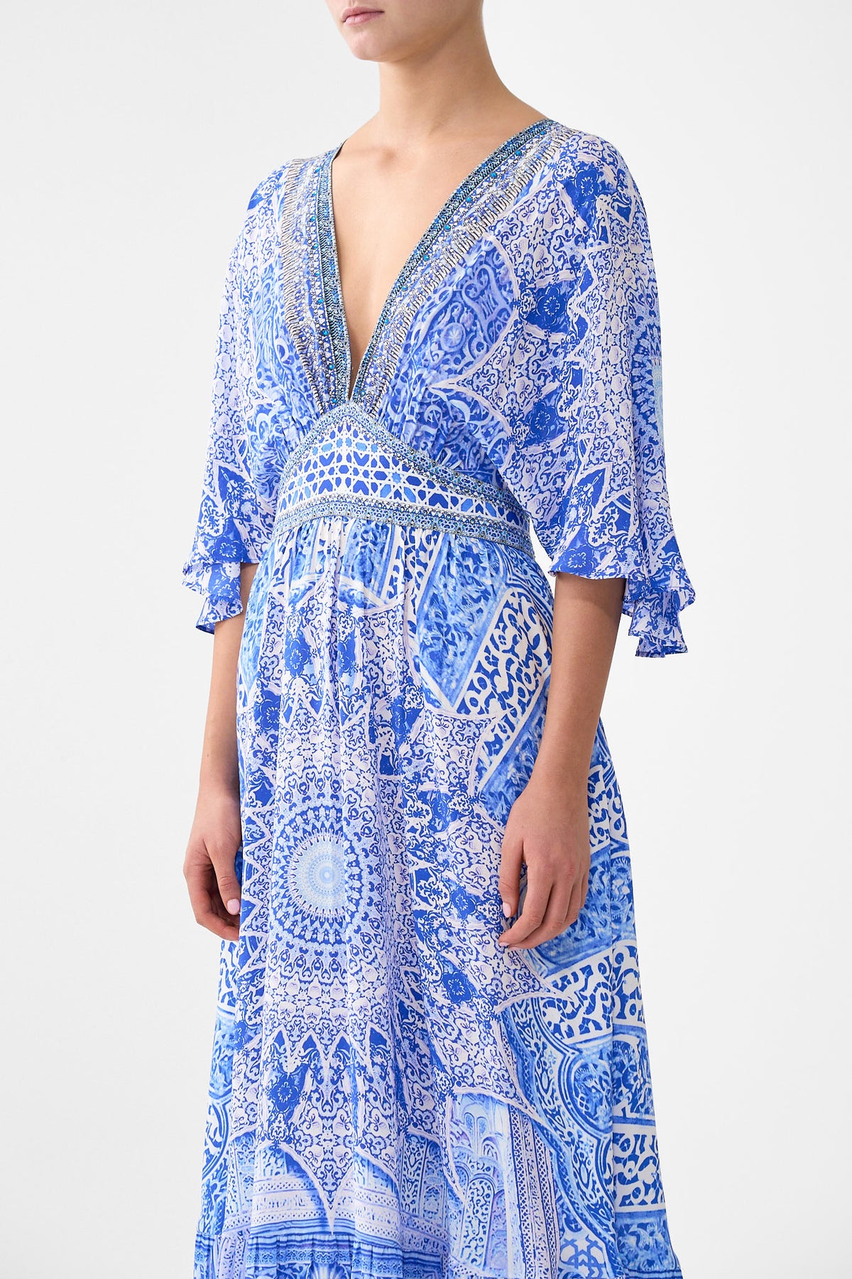 WAISTED DRESS WITH HEM RUFFLE THE BOSPHOROUS