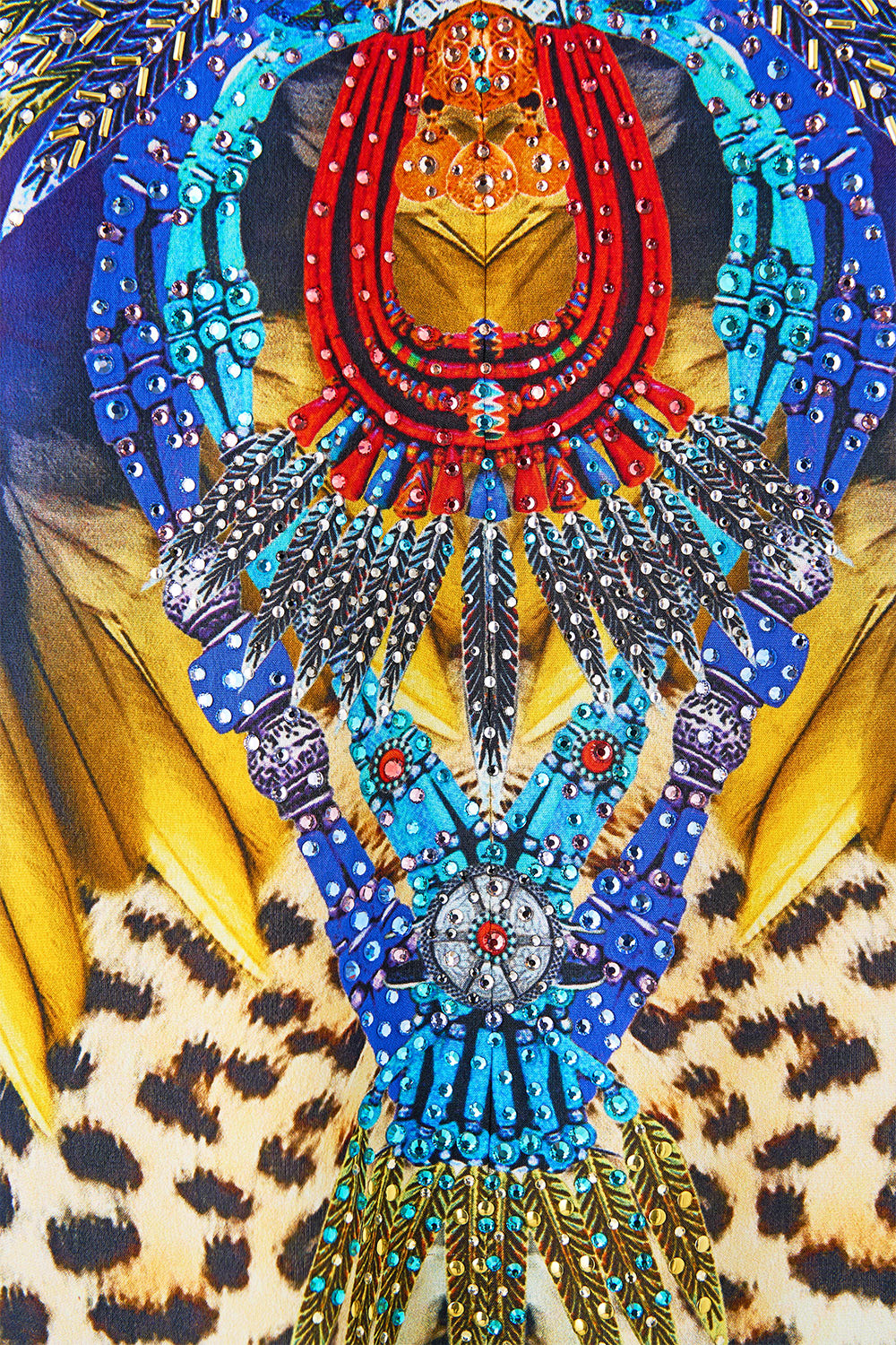 V NECK FLARED JUMPSUIT JUNGLE FLIGHT