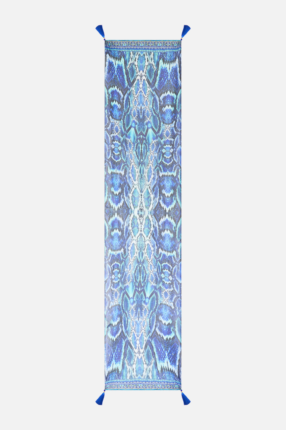 LONG SILK CRINKLE CHIFFON SCARF THE SAPPHIRE SERPENT