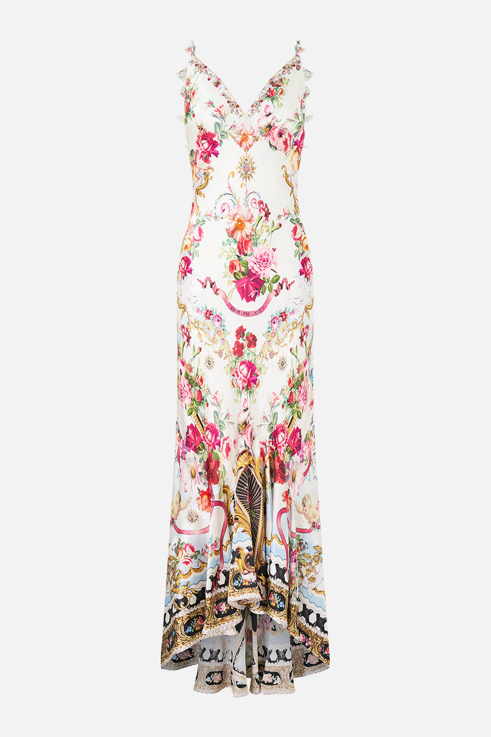 V NECK SLIP DRESS WITH FLOUNCE HEM TORERO LIBERTINE